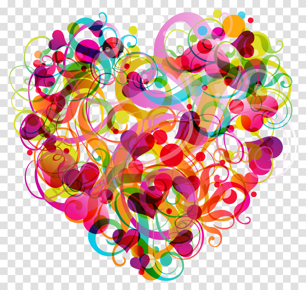 Floral Design File Colorful Heart Transparent Png
