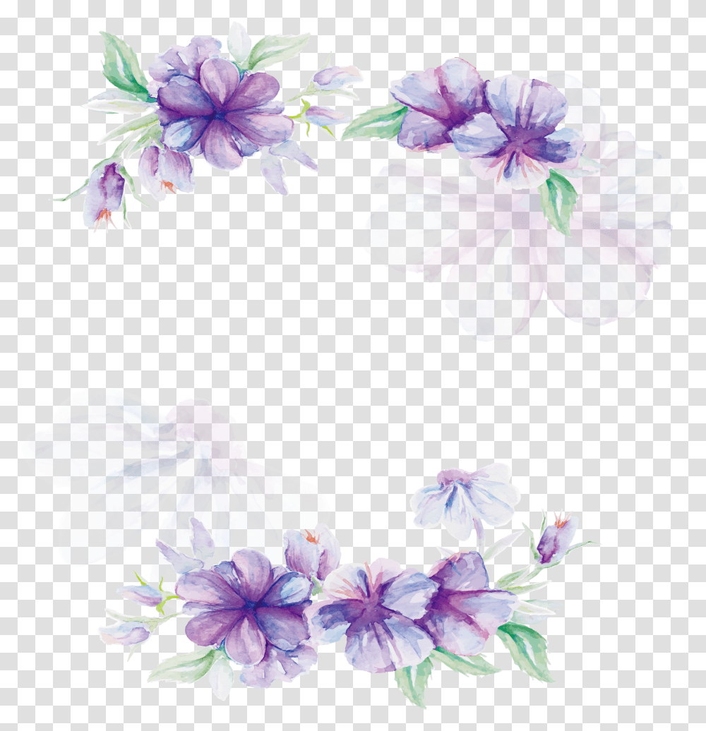 Floral Design Lilac Flower Pattern Watercolor Flower Frame, Plant, Geranium, Blossom, Petal Transparent Png