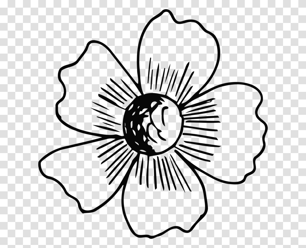 Floral Design Line Art Flower Monochrome Black And Easy To Cut Flower Drawing, Plant, Outdoors, Nature, Machine Transparent Png