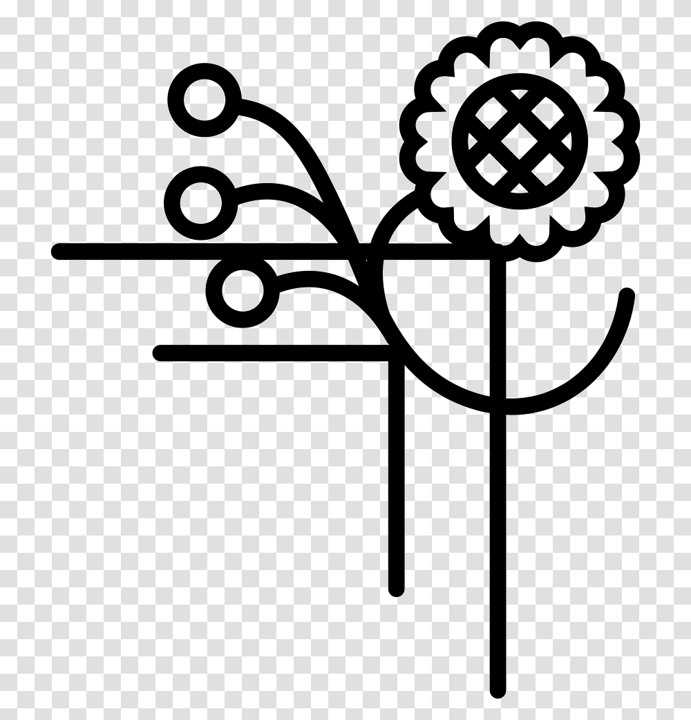 Floral Design Of One Flower Lines And Small Circles Floral Design Small Vector, Stencil, Scissors, Blade, Weapon Transparent Png