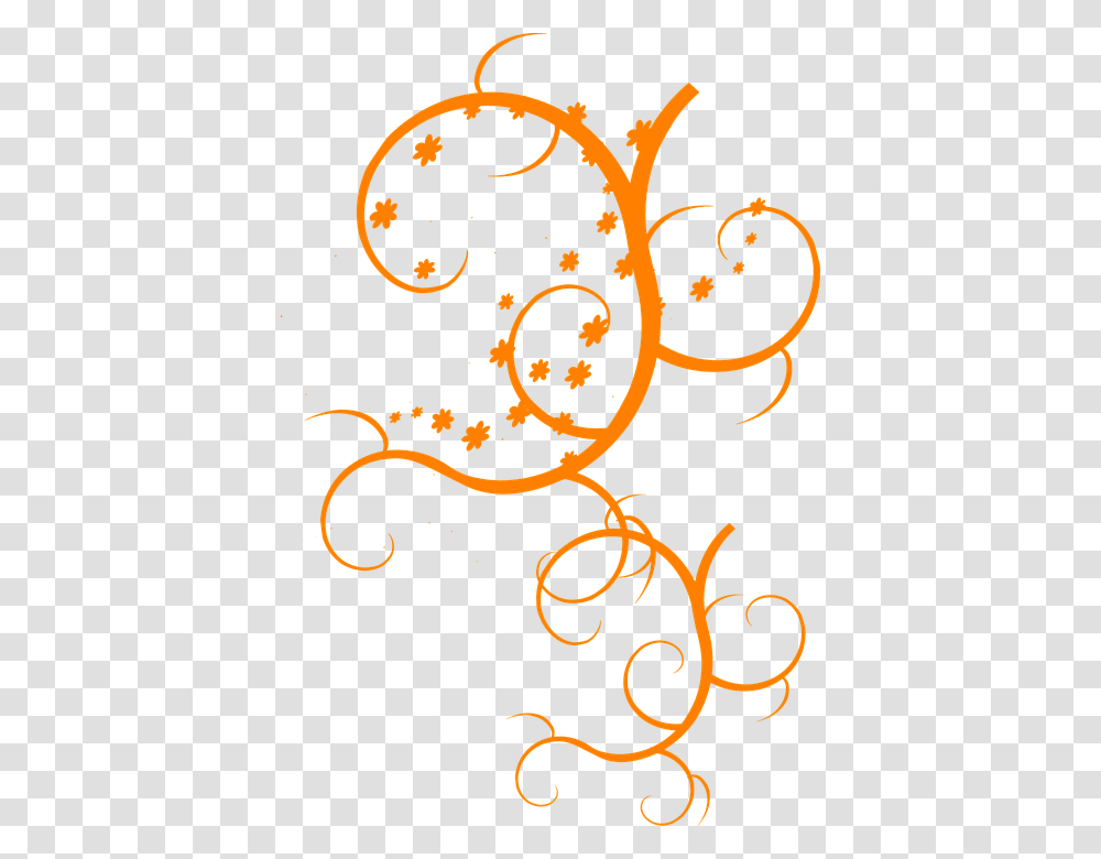 Floral Design Ornament Vine Swirl Orange Vector Floral Amarillo, Pattern, Diwali Transparent Png