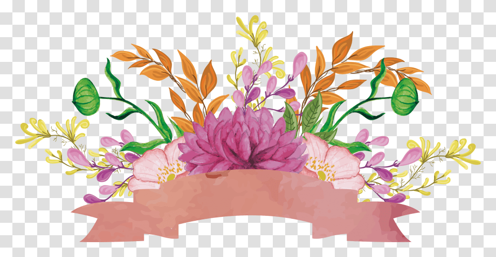 Floral Design Ribbon Watercolor Painting Watercolor Painting, Pattern, Plant Transparent Png