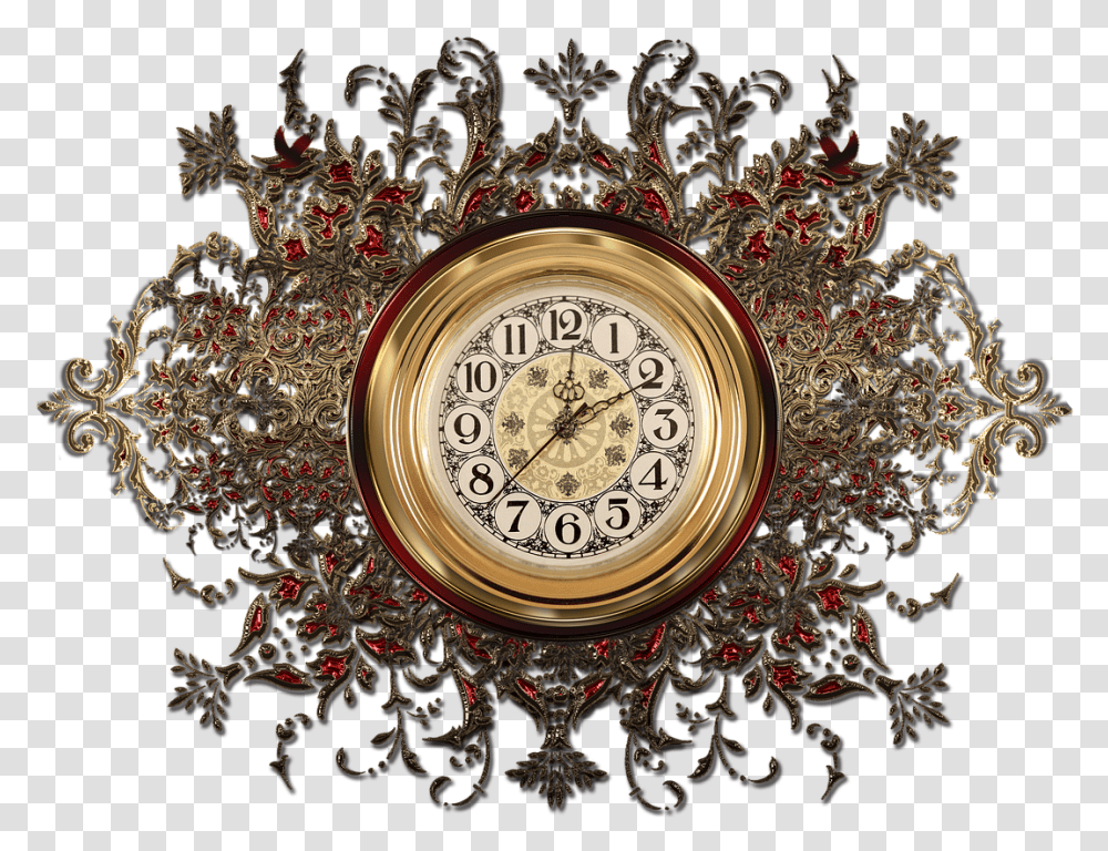 Floral Design, Wall Clock, Chandelier, Lamp, Analog Clock Transparent Png