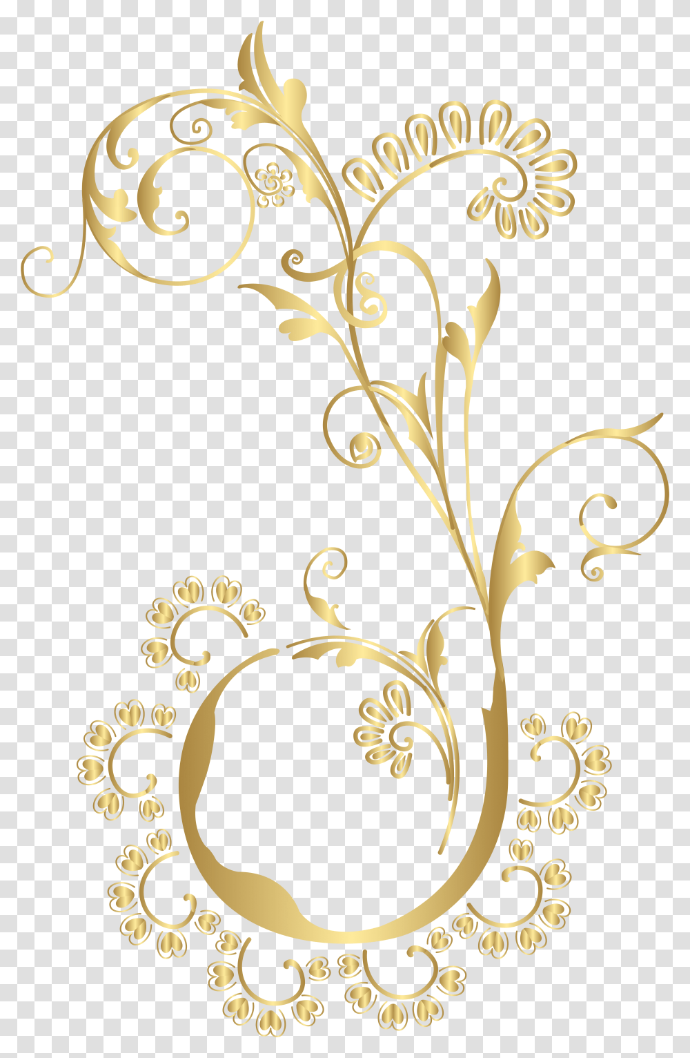 Floral Element Clip Art Gold Floral, Floral Design, Pattern Transparent Png
