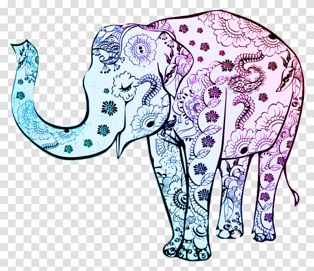 Floral Elephant, Doodle, Drawing Transparent Png