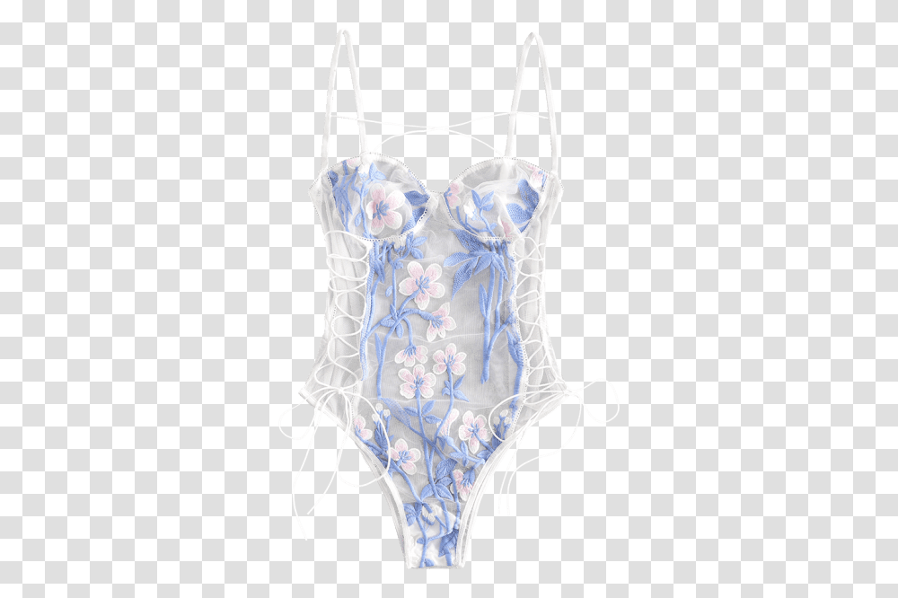 Floral Embroidered Lace Up Teddy Bodysuit, Diaper, Apparel Transparent Png