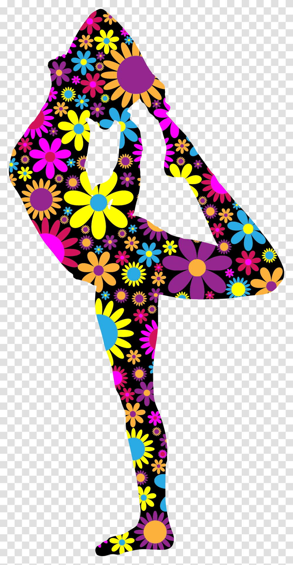 Floral Female Yoga Pose Silhouette 3 Clip Arts Female Yoga Pose Clipart, Floral Design, Pattern Transparent Png