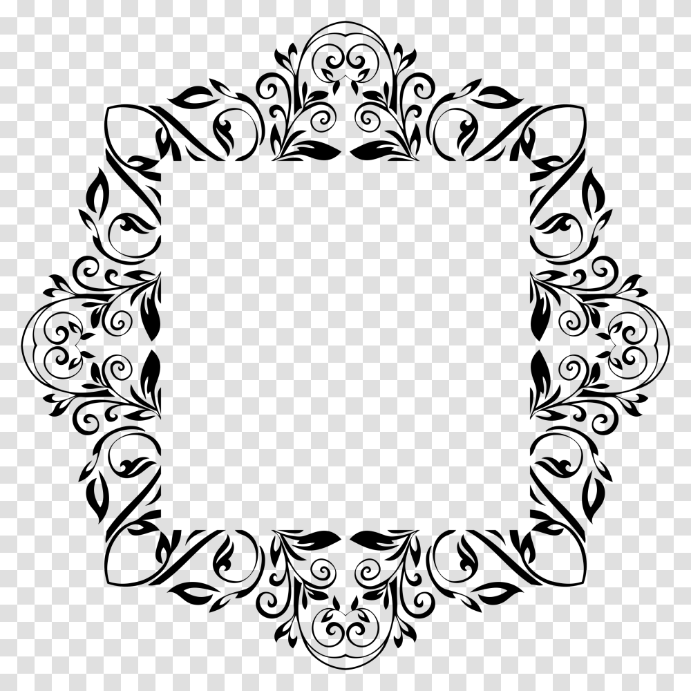 Floral Flourish Design A 8 Clip Arts Clipart Black And White Border Frame, Gray, World Of Warcraft Transparent Png