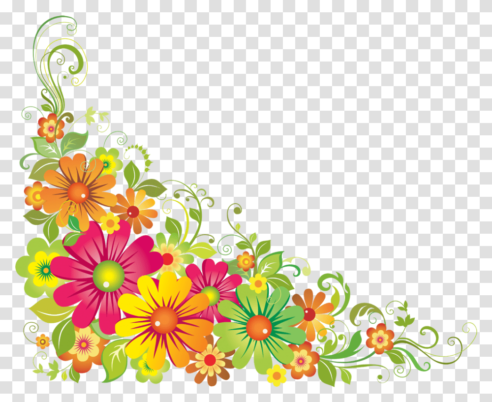 Floral Flower Corner Design, Graphics, Art, Floral Design, Pattern Transparent Png