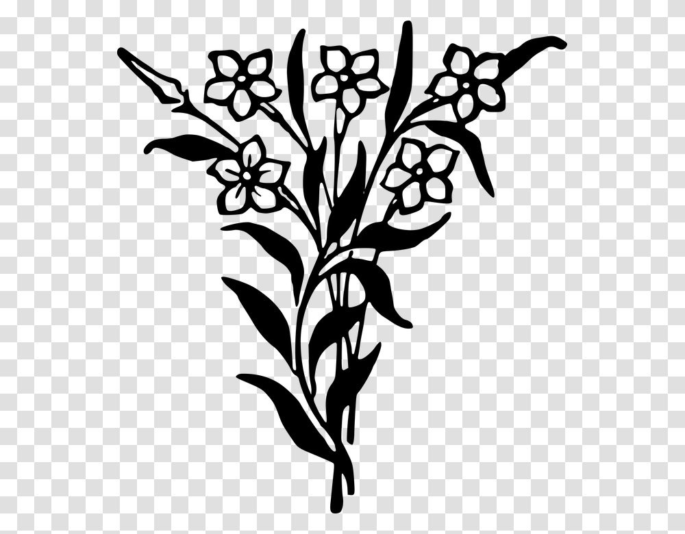 Floral Flower Plant Black And White Flowers Bunch, Gray, World Of Warcraft Transparent Png