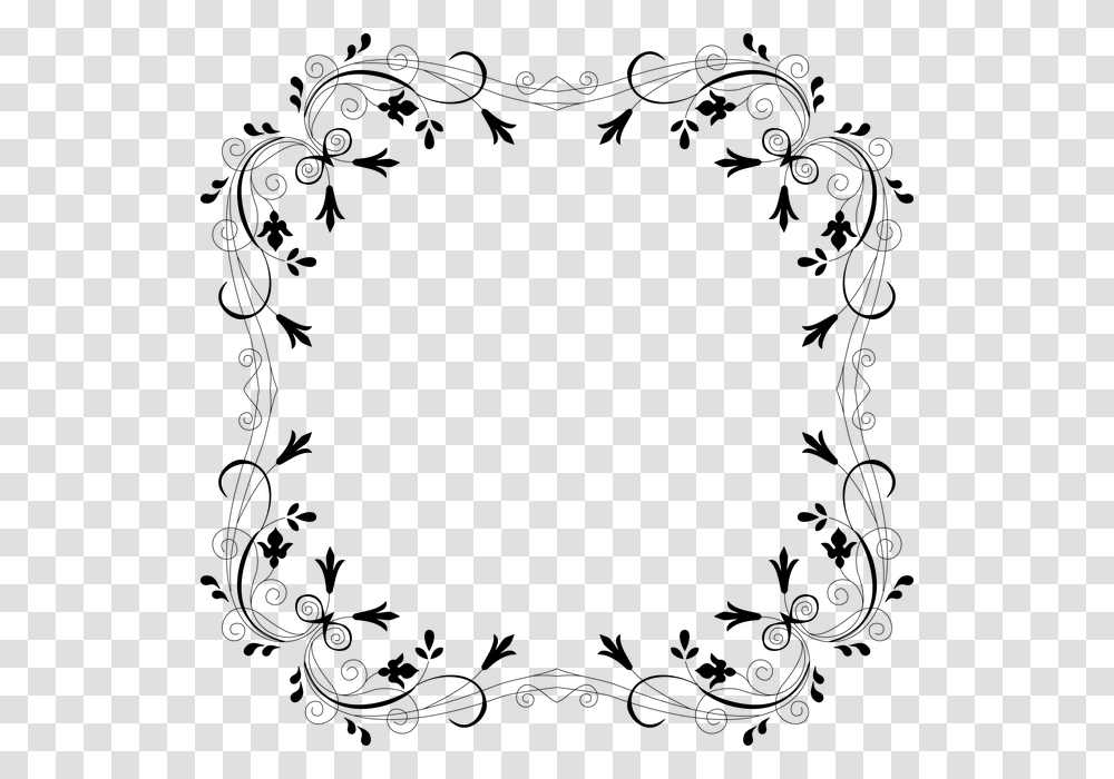 Floral Flowers Flourish Decorative Ornamental Black And White Flower Design Border, Gray, World Of Warcraft Transparent Png