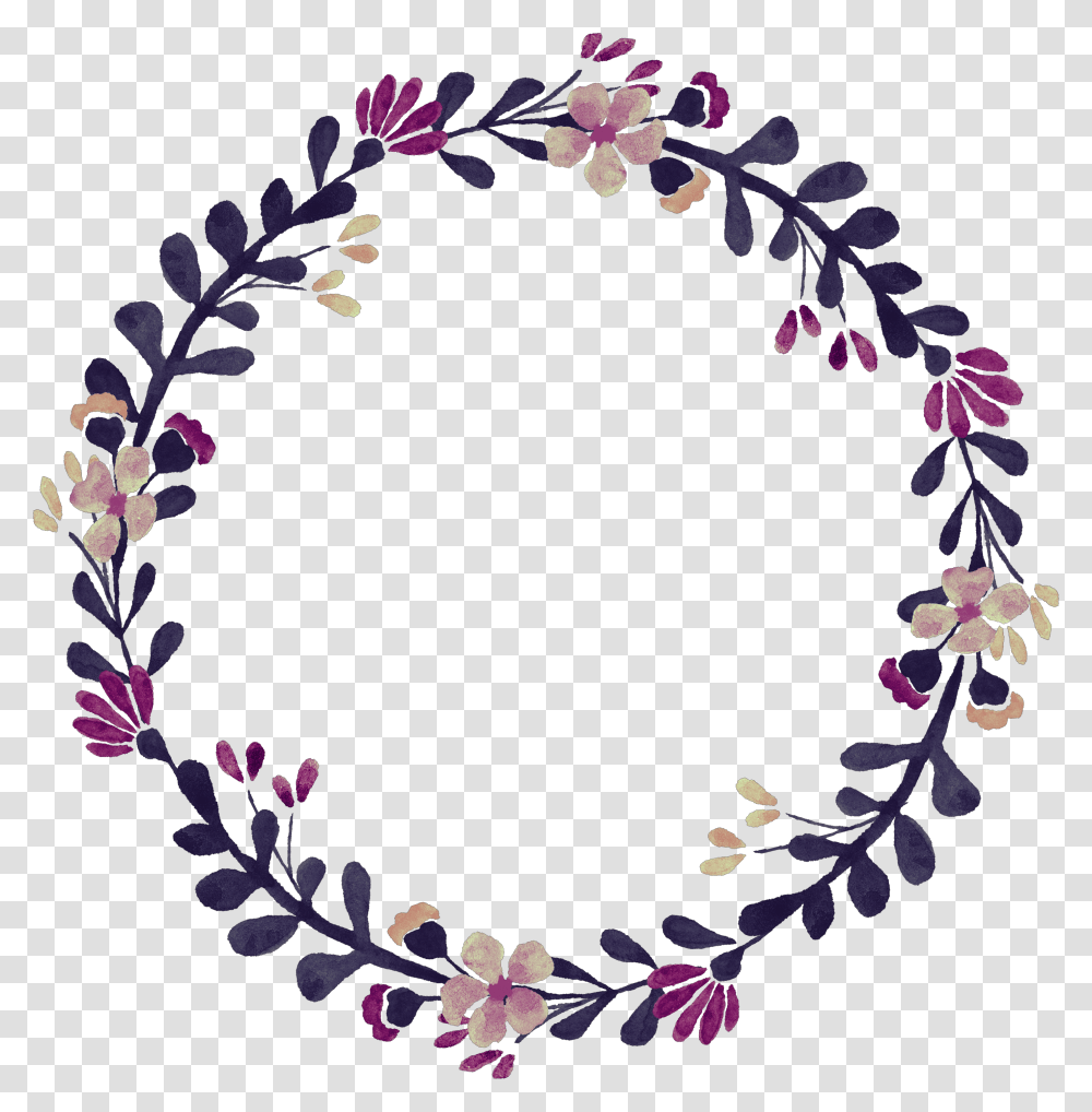 Floral Flowers Wreath Frame Floralwreath Flower Purple, Floral Design, Pattern Transparent Png
