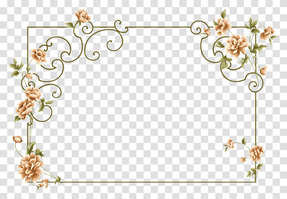 Floral Frame Border Elegant Flower, Green, Floral Design, Pattern Transparent Png