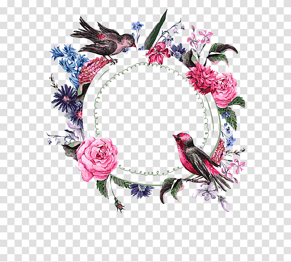 Floral Frame Flower And Bird Border, Floral Design, Pattern Transparent Png