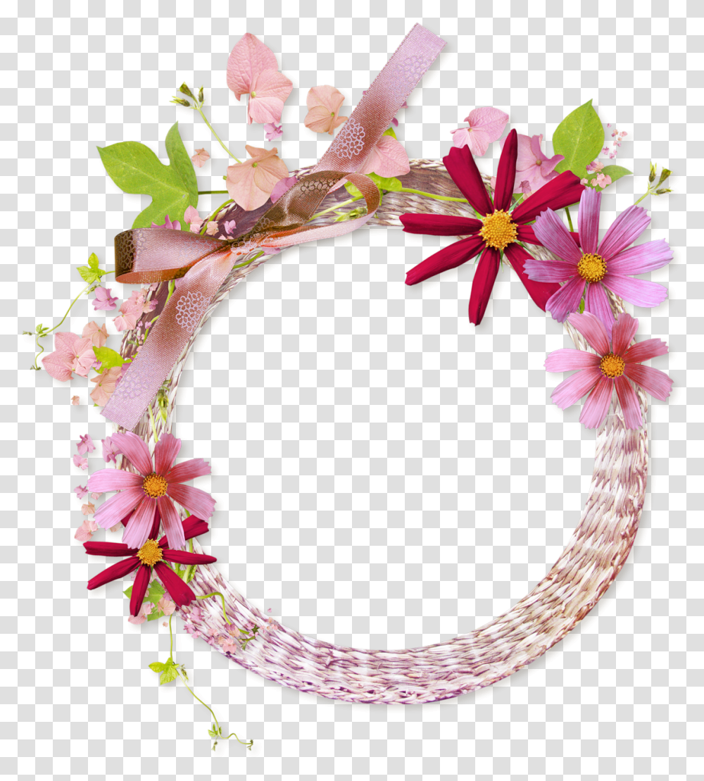 Floral Frame Flower Background With Circle Frame, Plant, Floral Design, Pattern, Graphics Transparent Png