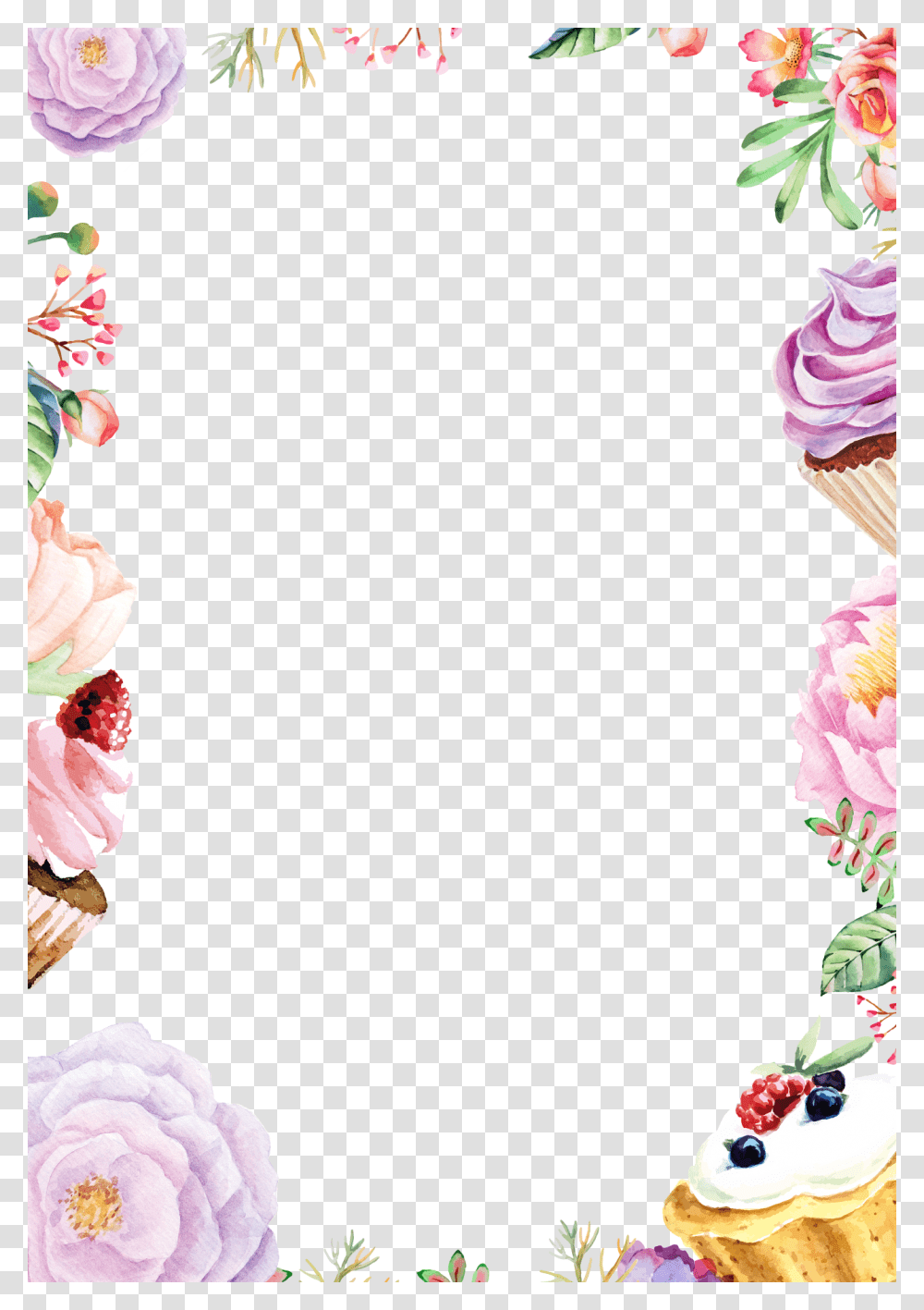 Floral Frame, Flower, Cream, Dessert, Food Transparent Png