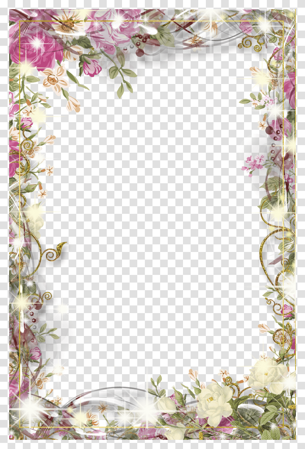 Floral Frame, Flower, Plant, Ornament, Tree Transparent Png