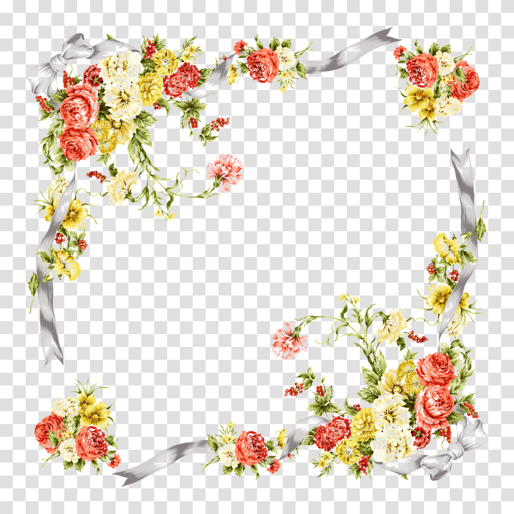 Floral Frame, Flower Transparent Png