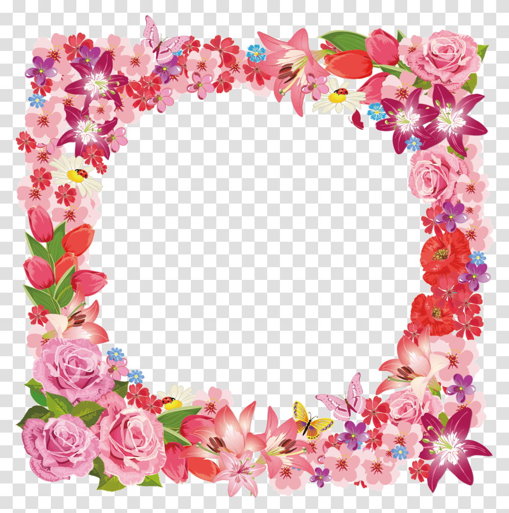 Floral Frame, Plant, Flower, Blossom, Petal Transparent Png