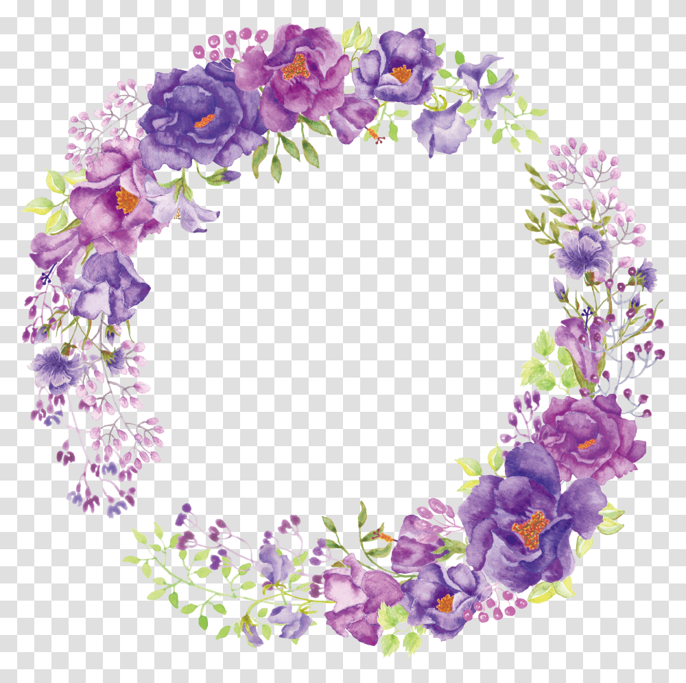 Floral Frame Purple Flower Wreath Transparent Png