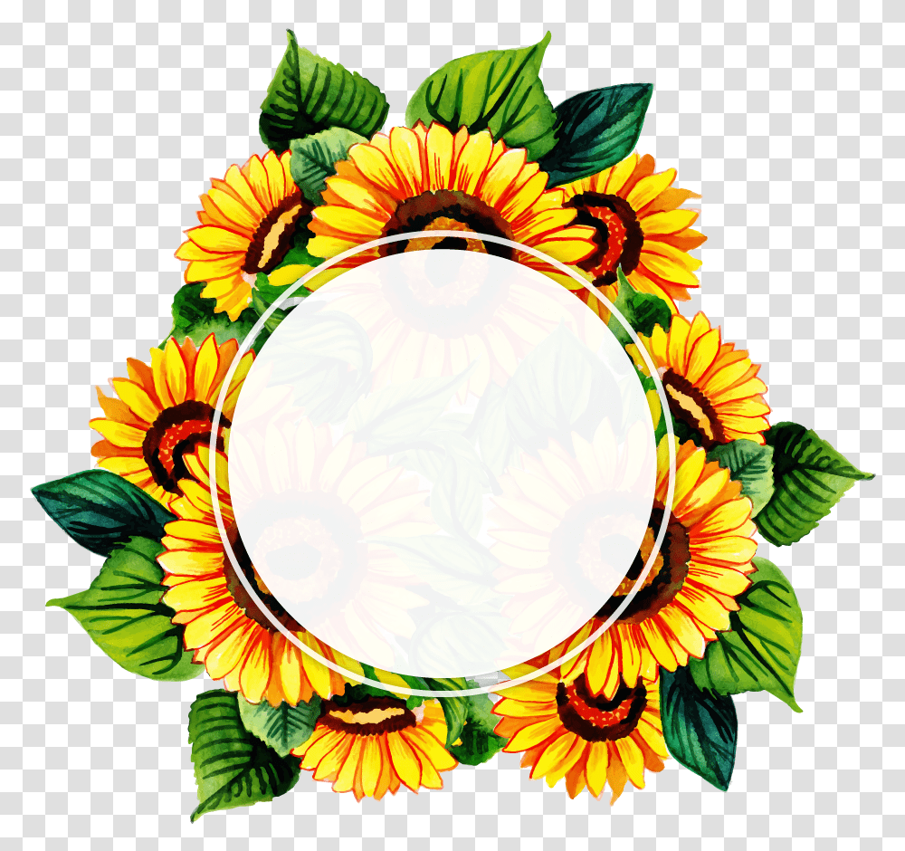 Floral Frame Sunflower, Floral Design, Pattern Transparent Png