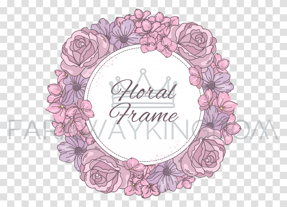 Floral Frame Wedding Cartoon Wreath Vector Illustration Set Design, Pattern, Graphics, Floral Design, Birthday Cake Transparent Png