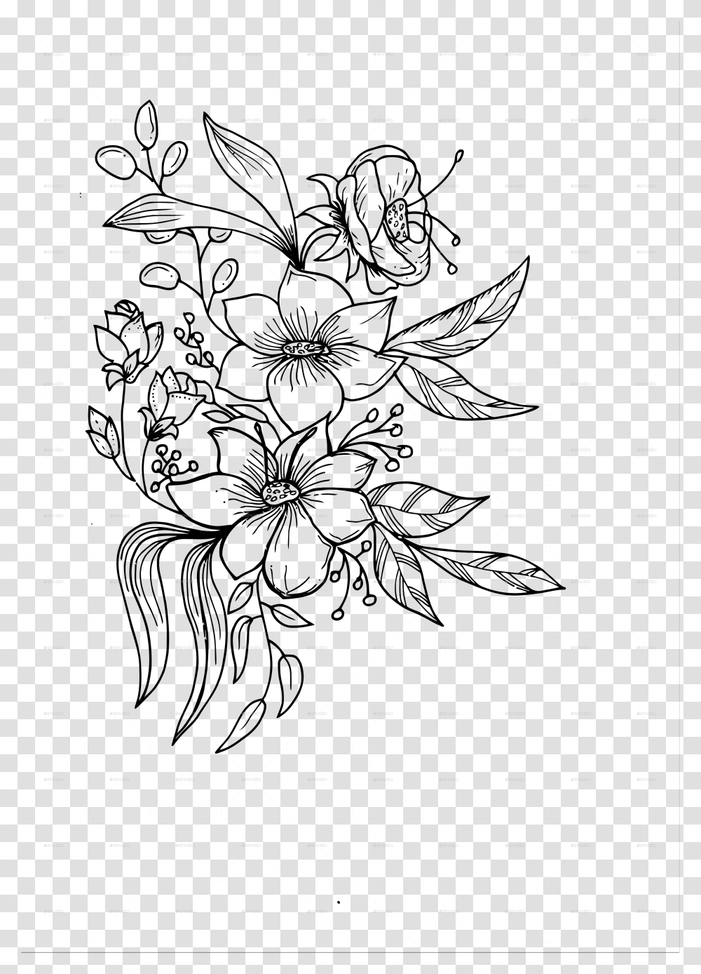 Floral Hand Drawn, Outdoors, Nature, Rug, Night Transparent Png