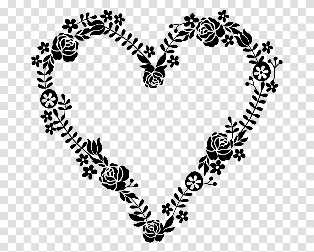Floral Heart Clipart Black And White, Accessories, Accessory, Jewelry Transparent Png