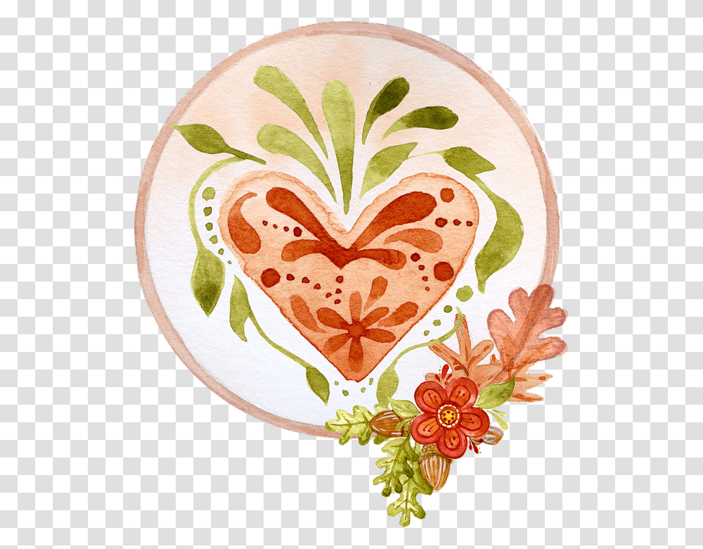 Floral Heart Tag Fall Watercolor Greeting Card Ideas For Diary Decoration Inside, Rug, Plant, Food, Fruit Transparent Png