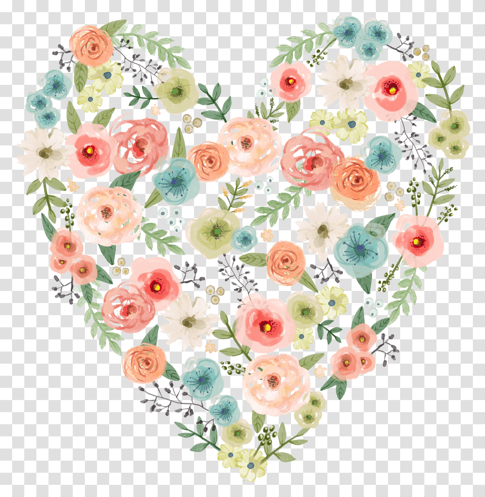 Floral Heart Wedding Invitation Watercolor Painting Watercolor Heart Clipart Free Transparent Png