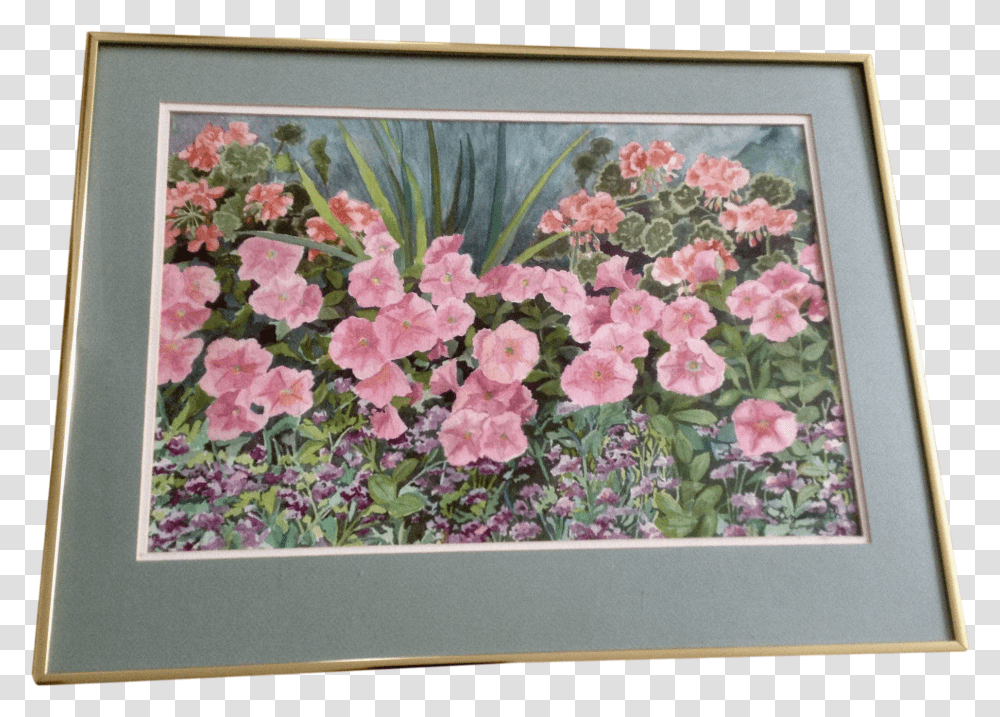 Floral Landscape Pink And Purple Petunia And Geranium Petunia, Plant, Flower, Blossom Transparent Png