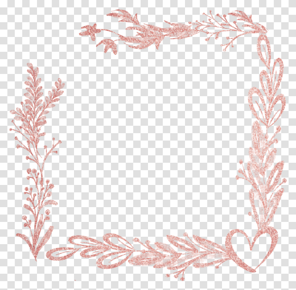Floral Love Heart Leaf Rosegold Glitter Frame Love, Floral Design, Pattern, Plant Transparent Png