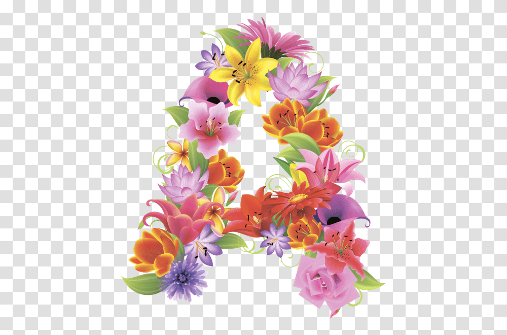 Floral Numbers Clipart Letter A Flower Design, Floral Design, Pattern, Plant Transparent Png