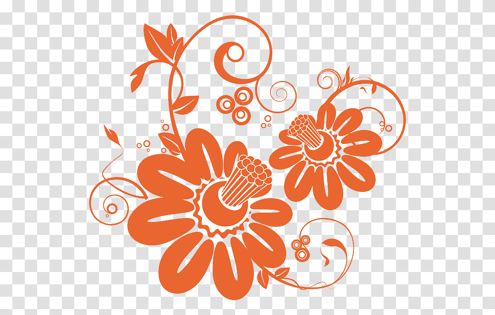 Floral Pattern Orange Flower Vector, Graphics, Art, Floral Design, Animal Transparent Png