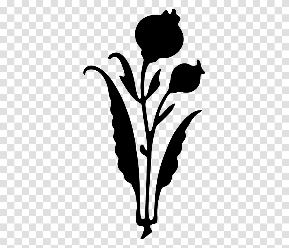 Floral Silhouette Stem Flower Black And White, Gray, World Of Warcraft Transparent Png