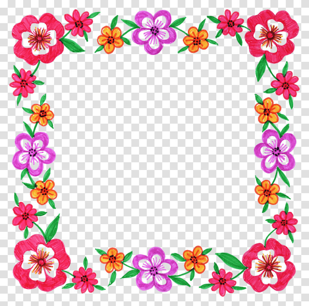 Floral Square Frame, Floral Design, Pattern Transparent Png