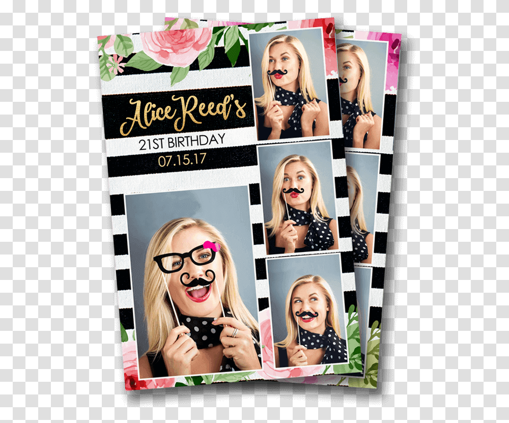 Floral Stripes Mirror Booth Collage Booth Collage, Person, Human, Photo Booth, Sunglasses Transparent Png
