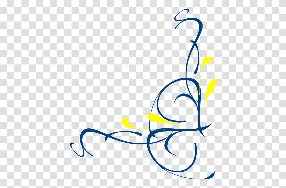 Floral Swirl Blue And Yellow Clip Art, Handwriting, Floral Design Transparent Png