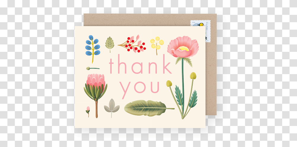 Floral Thank You Card Greeting Card, Envelope, Mail, Floral Design, Pattern Transparent Png