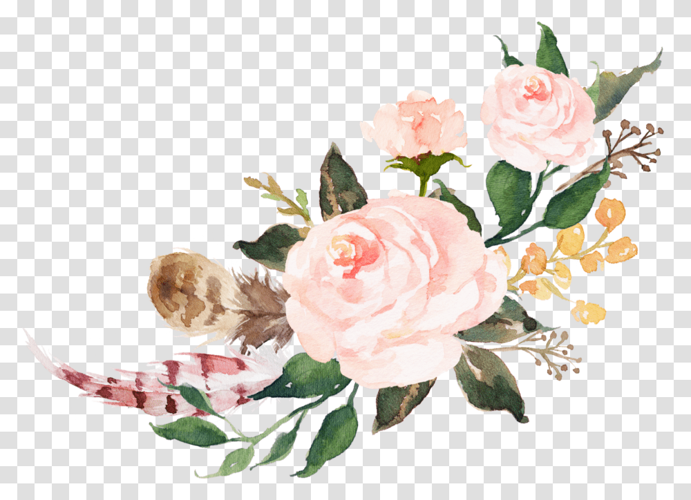 Floral Tumblr Watercolor Flower Free, Rose, Plant, Blossom, Peony Transparent Png