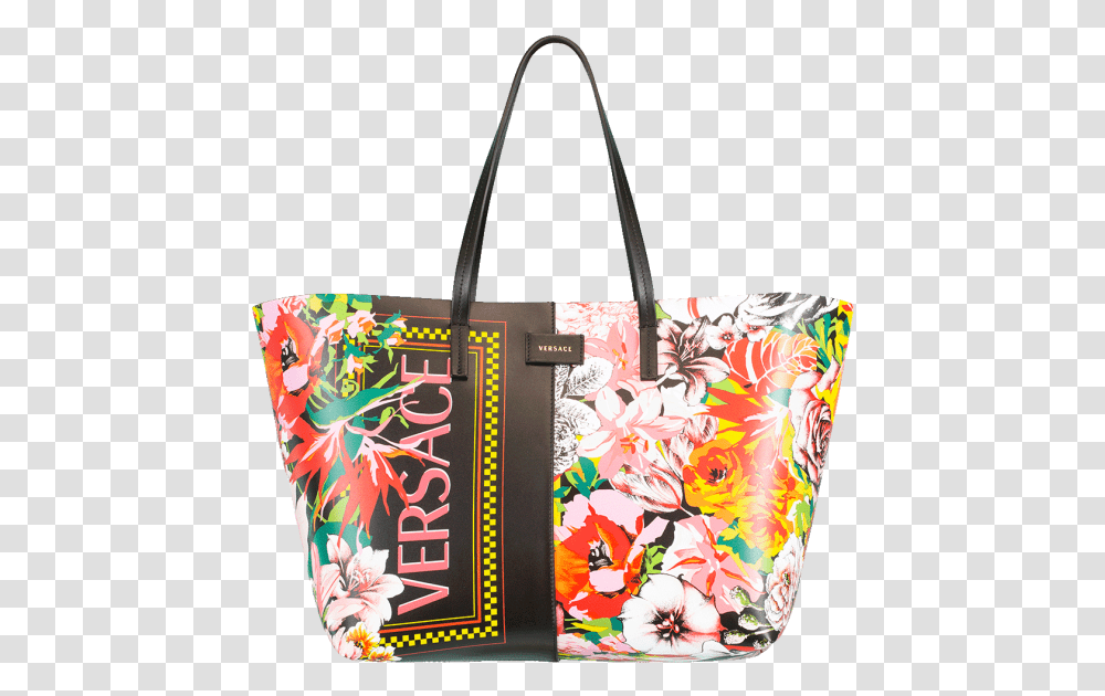 Floral Versace Logo Tote Versace Tote Bag Floral, Handbag, Accessories, Accessory, Purse Transparent Png