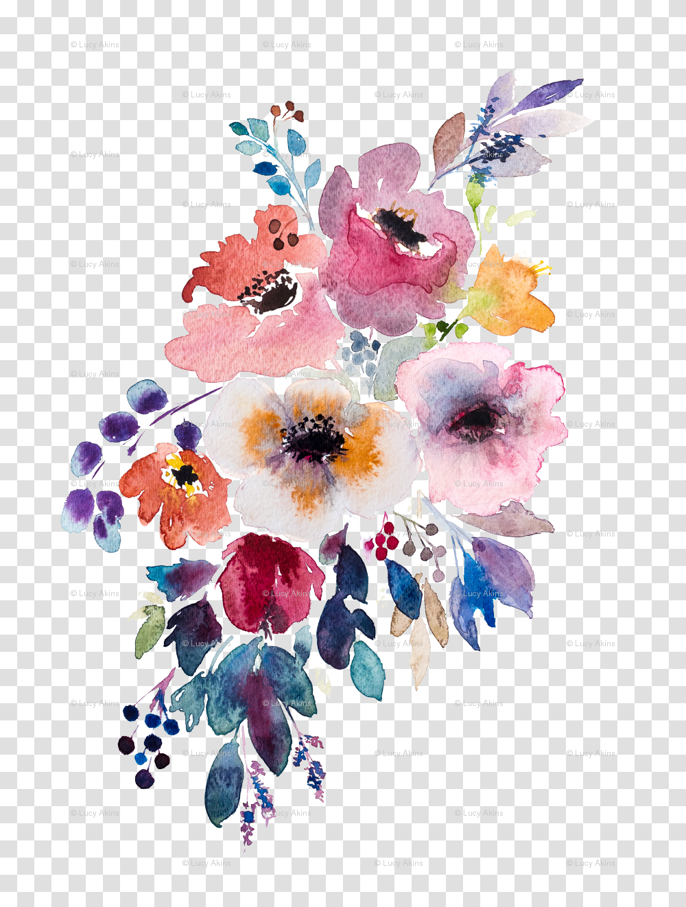 Floral Watercolor Watercolor Flowers Clipart Full Watercolor Autumn Flowers, Graphics, Floral Design, Pattern, Plant Transparent Png