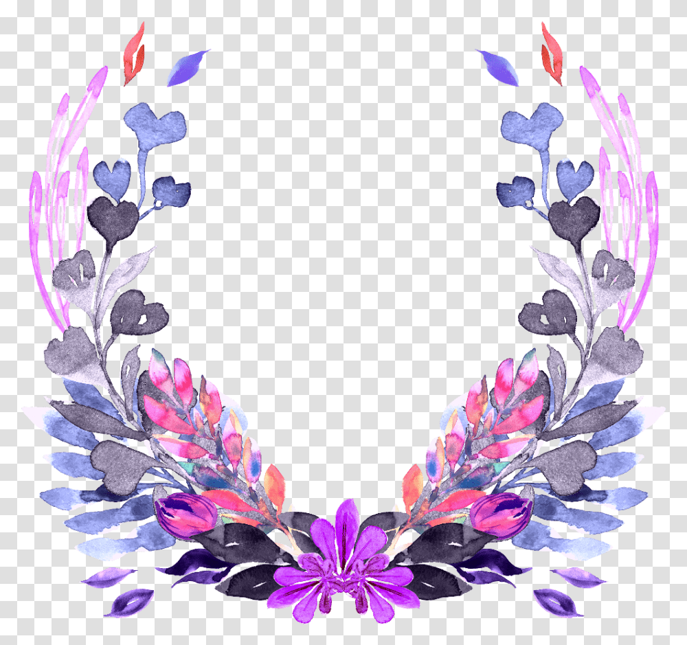 Floral Wreath Clipart Frame Purple Flowers, Floral Design, Pattern, Oval Transparent Png