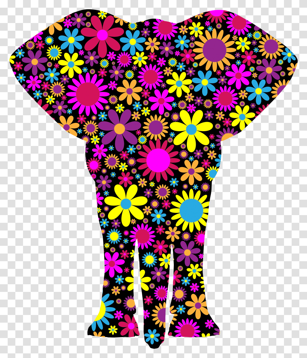 Floralific Pattern Elephant Silhouette Clip Arts Flowery Elephant, Purple, Floral Design, Light Transparent Png