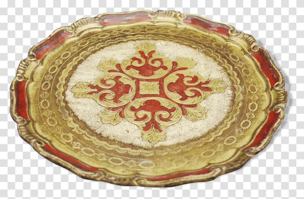 Florentine Wooden Tray Painted With The Hand Of Circular Circle, Platter, Dish, Meal, Food Transparent Png