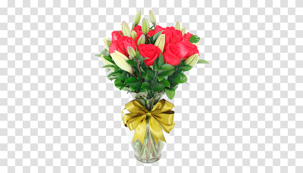 Florero Con 12 Rosas Rojas Y Lilis Blancas Bouquet, Plant, Flower Bouquet, Flower Arrangement, Blossom Transparent Png