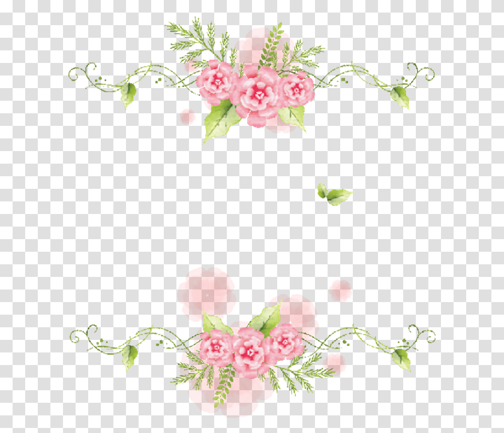 Flores Animadas Green And Pink Floral Border, Floral Design, Pattern Transparent Png