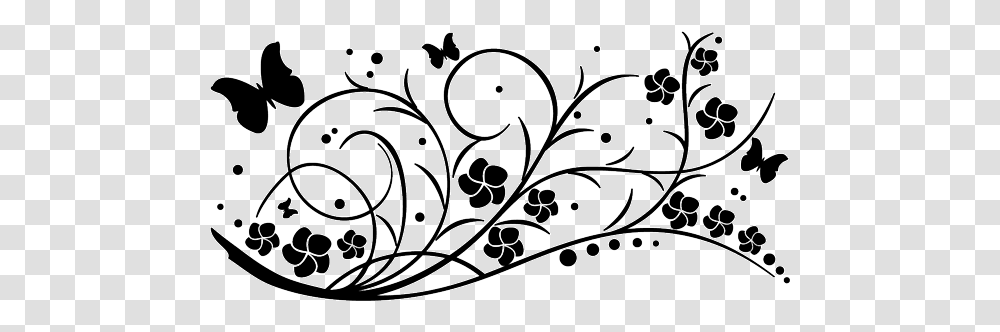 Flores Vector Black And White Butterfly Border Clipart Black And White, Floral Design, Pattern Transparent Png
