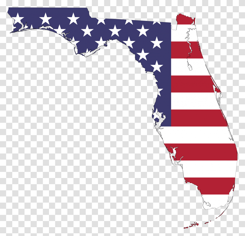 Florida America Flag Map With Stroke Icons State Of Florida American Flag, Star Symbol Transparent Png