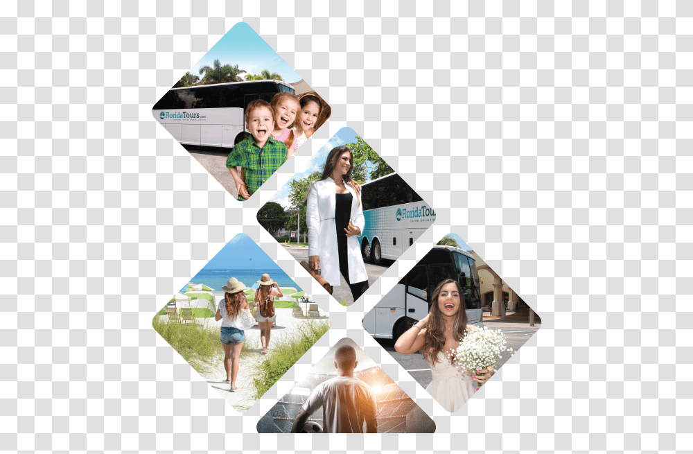 Florida Bus Charter Collage, Poster, Advertisement, Person Transparent Png